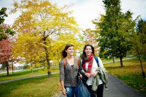 Smiling students on campus