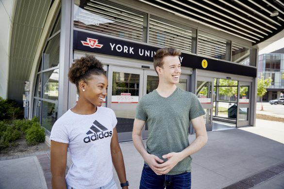 Students standing in front of York Subway Station