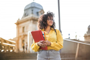 Student carrying books