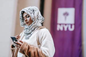 Female student on phone